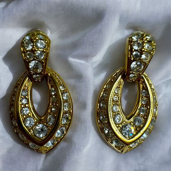 Swarovski Swan Signed Pave Crystal Collar Necklace and Earrings Jewelry Set - Picture 2 of 8